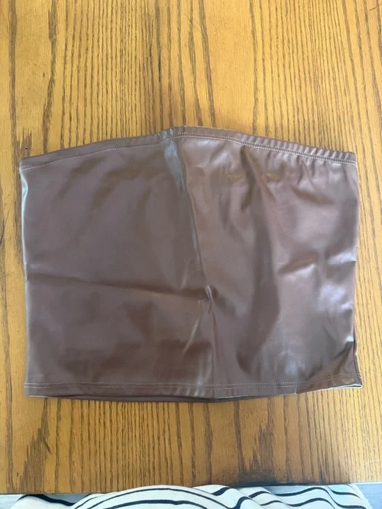 Brown faux leather top - Picture 2 of 2